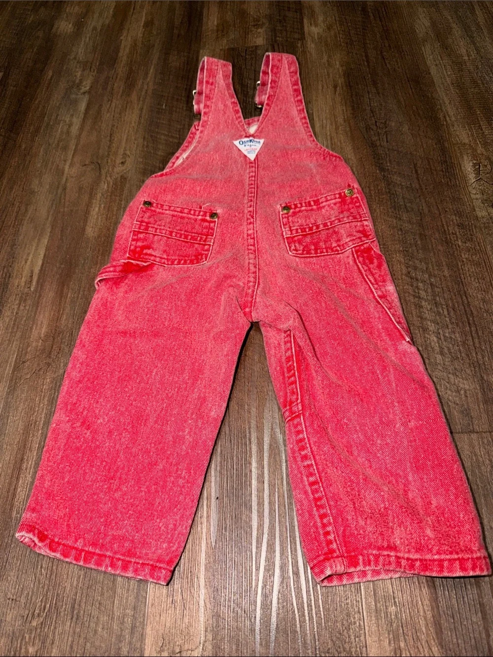 OshKosh B'Gosh Vestbak Genuine Article Red Denim Overalls Bibs Size 2t